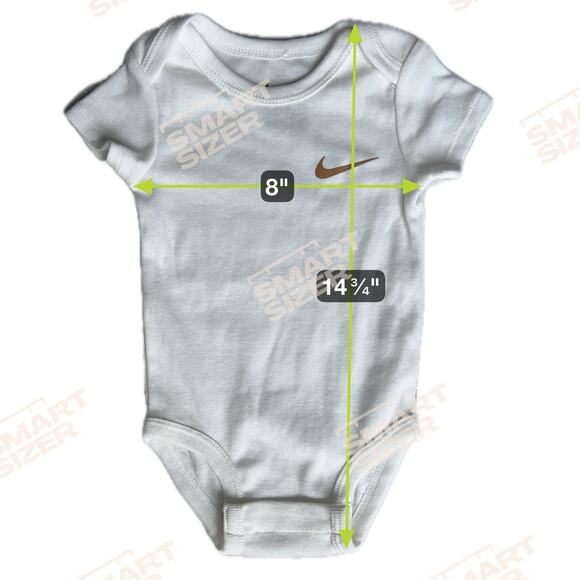 NEW Nike Baby One Piece Bodysuit 6M 62-68cm White w Gold/Tan Swoosh Snap Bottom - Picture 6 of 6
